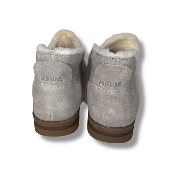 Muk Luks Size 11 Ziggy Wilshire Bootie House Shoe Beige Wool Blend Memory Foam - Picture 6 of 8